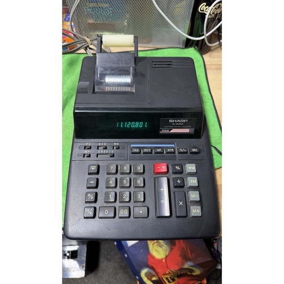 Sharp EL-2630A Printing Calculator 12 Digit 2-Color Ribbon Tested Working - Picture 5 of 12